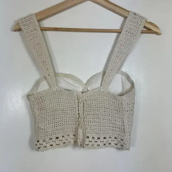 Zara Knit Crochet Sweetheart Bustier Crop Top - Picture 4 of 8